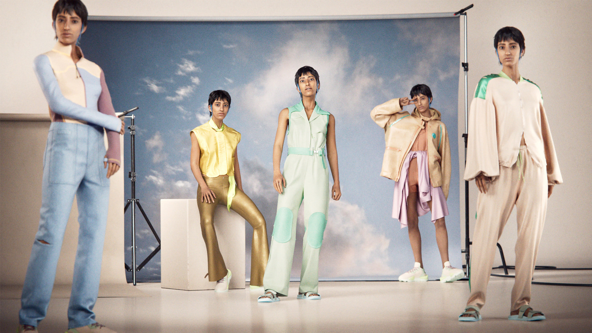 Models wearing the Billion Dollar Collection in a studio