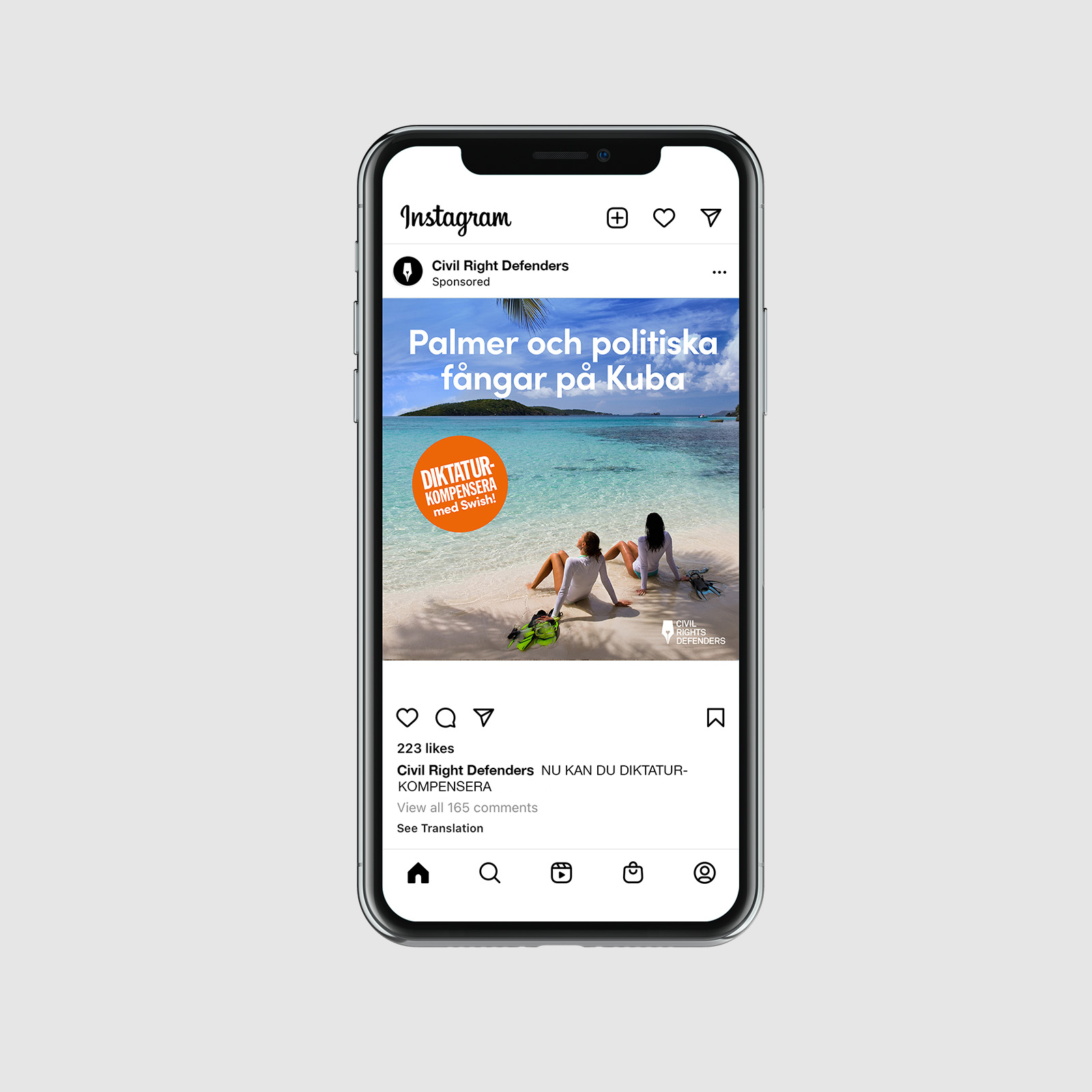 Instagram ad: Palmer och politiska fångar på Kuba